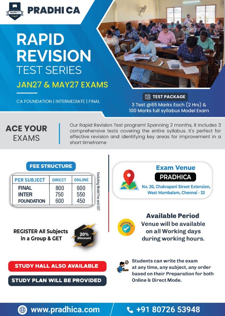 Rapid Revision Test Series poster for Jan 27 and May 27 exams