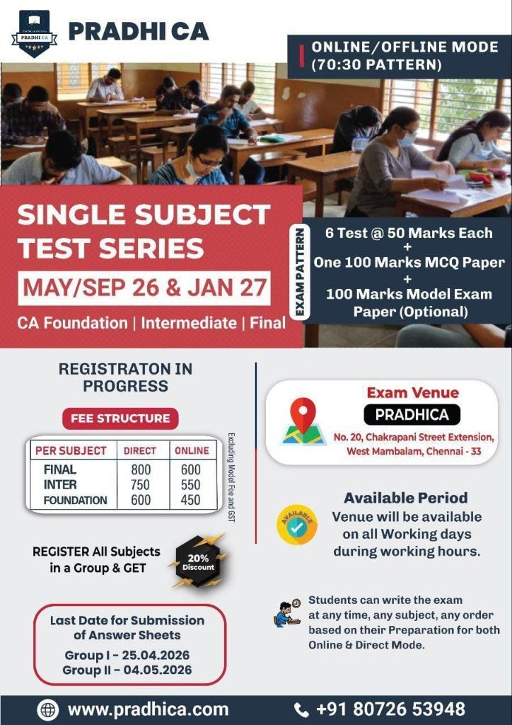 Single Subject Test Series - CA Foundation, Intermediate, Final